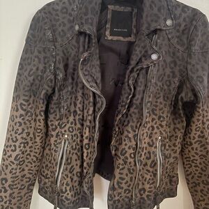 Mauritius Brown Leopard Print Leather Jacket